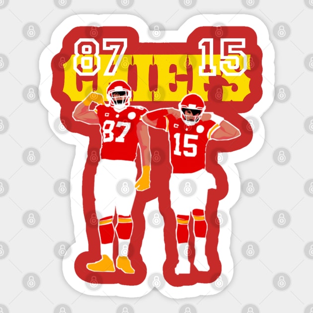 Chiefs : Patrick mahomes and Travis kelce Sticker by Qrstore